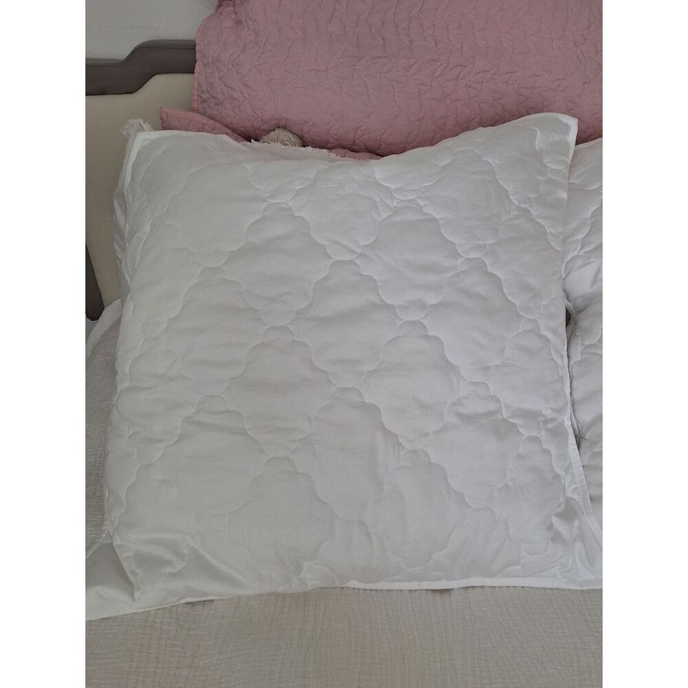 NWT Martha Stewart White XL Pillow Quilted Shams Luxury Egyptian Cotton